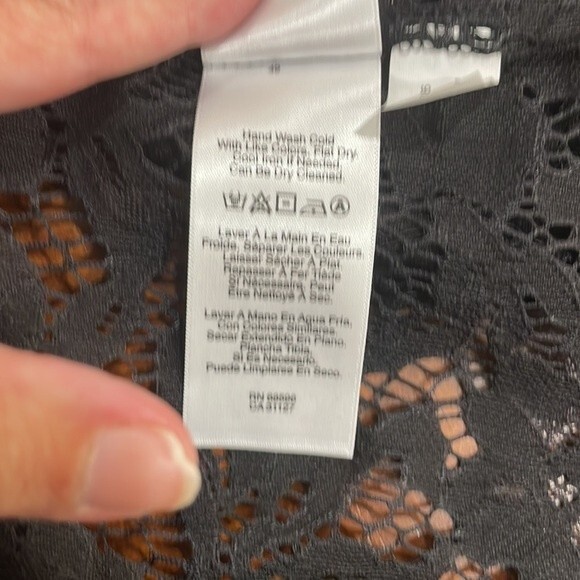 DKNY Women's Black Lace Tie-Neck Duster Jacket Swim Cover Up -  M/L  - Versatile - Picture 13 of 16